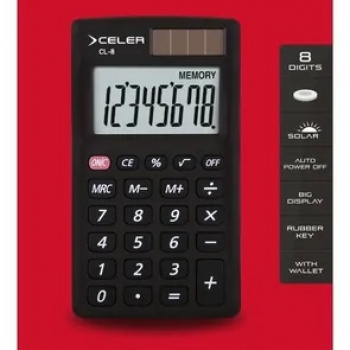 CALCULADORA BOLSILLO 8 DÍG SOL CL-8 CELE