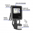 REFLECTOR LED 10 W ALTA INTENSIDAD CON SENSOR DE MOVIMIENTO