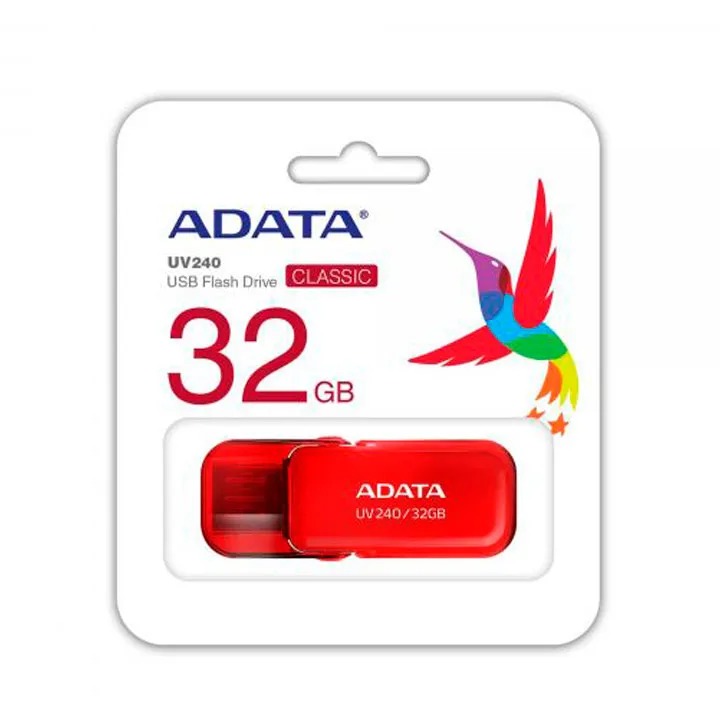 MEMORIA USB 2.0 DE 32GB ADATA UV240 - ROJO, 32 GB, USB 2.0