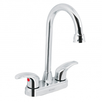 MEZCLADORA CROMO 4' PARA LAVABO, CUELLO BAR, PALANCA, FOSET