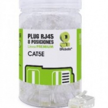 PLUG RJ45 TRANSLÚCIDO BROBOTIX 263786, CAT5E, 8 POSICIONES, BOTE CON 100 PIEZAS