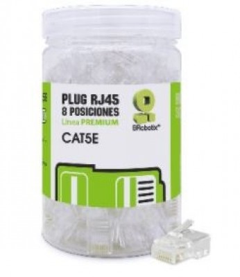 PLUG RJ45 TRANSLÚCIDO BROBOTIX 263786, CAT5E, 8 POSICIONES, BOTE CON 100 PIEZAS