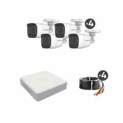 KIT TURBOHD 1080P LITE / DVR 4 CANALES / AUDIO POR COAXITRON / 4 CÁMARAS BALA DE